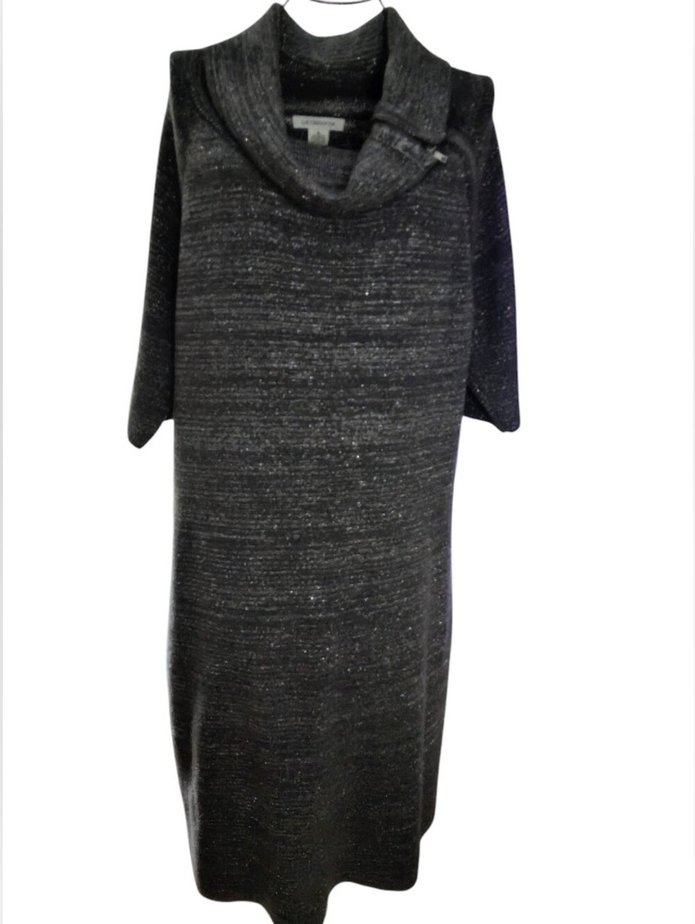 Liz Claiborne Charcoal Gray Cowl Neck Sweater Dress Size XL - Picture 3 of 4